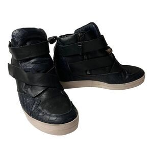 Michalsky For Kennel Schmenger Luxury Leather Blue High Sneakers RARE US M5.5/W7